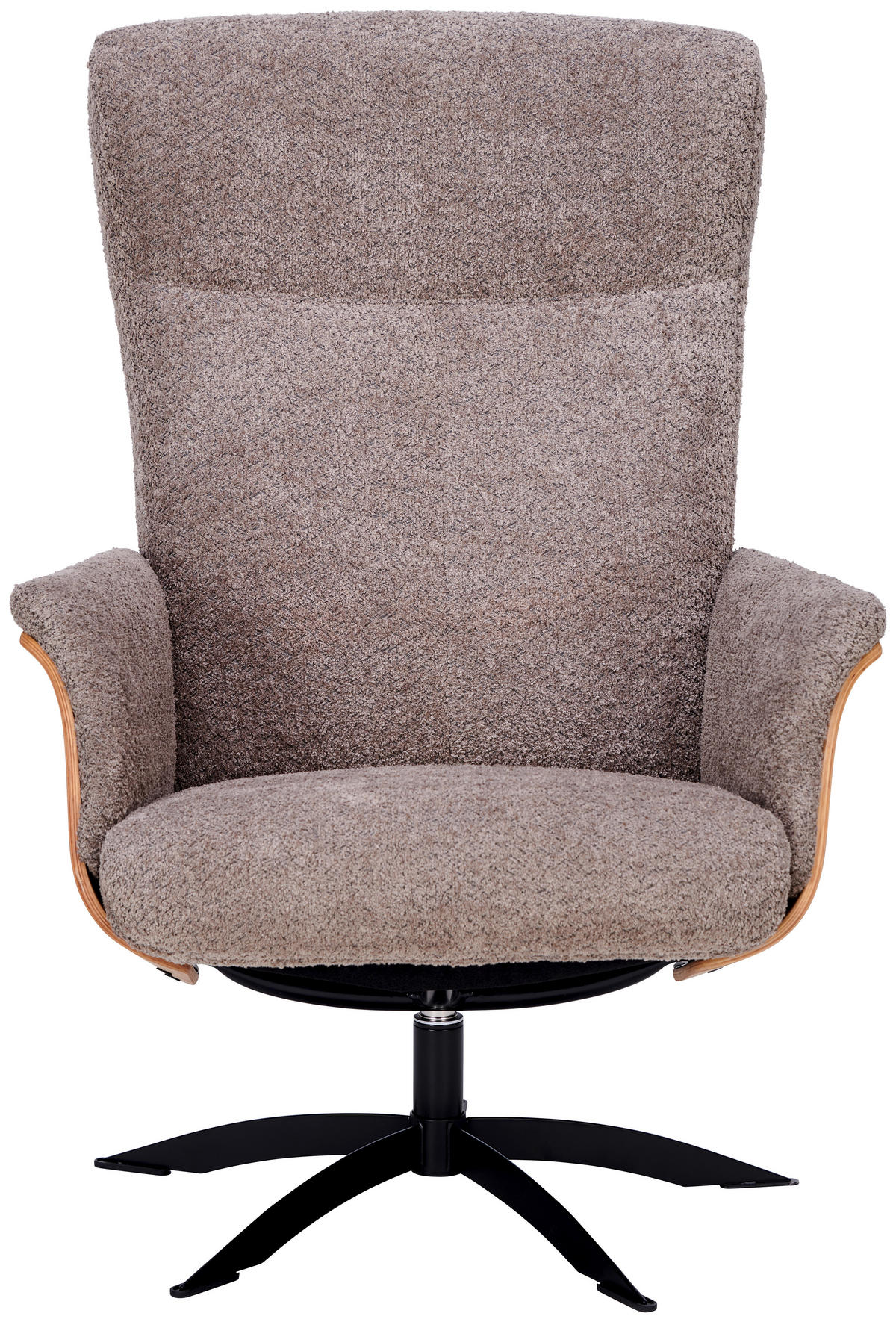 RELAXSESSEL Teddystoff Relaxfunktion    - Hellbraun/Schwarz, Design, Holz/Textil (71/104/77cm) - Welnova