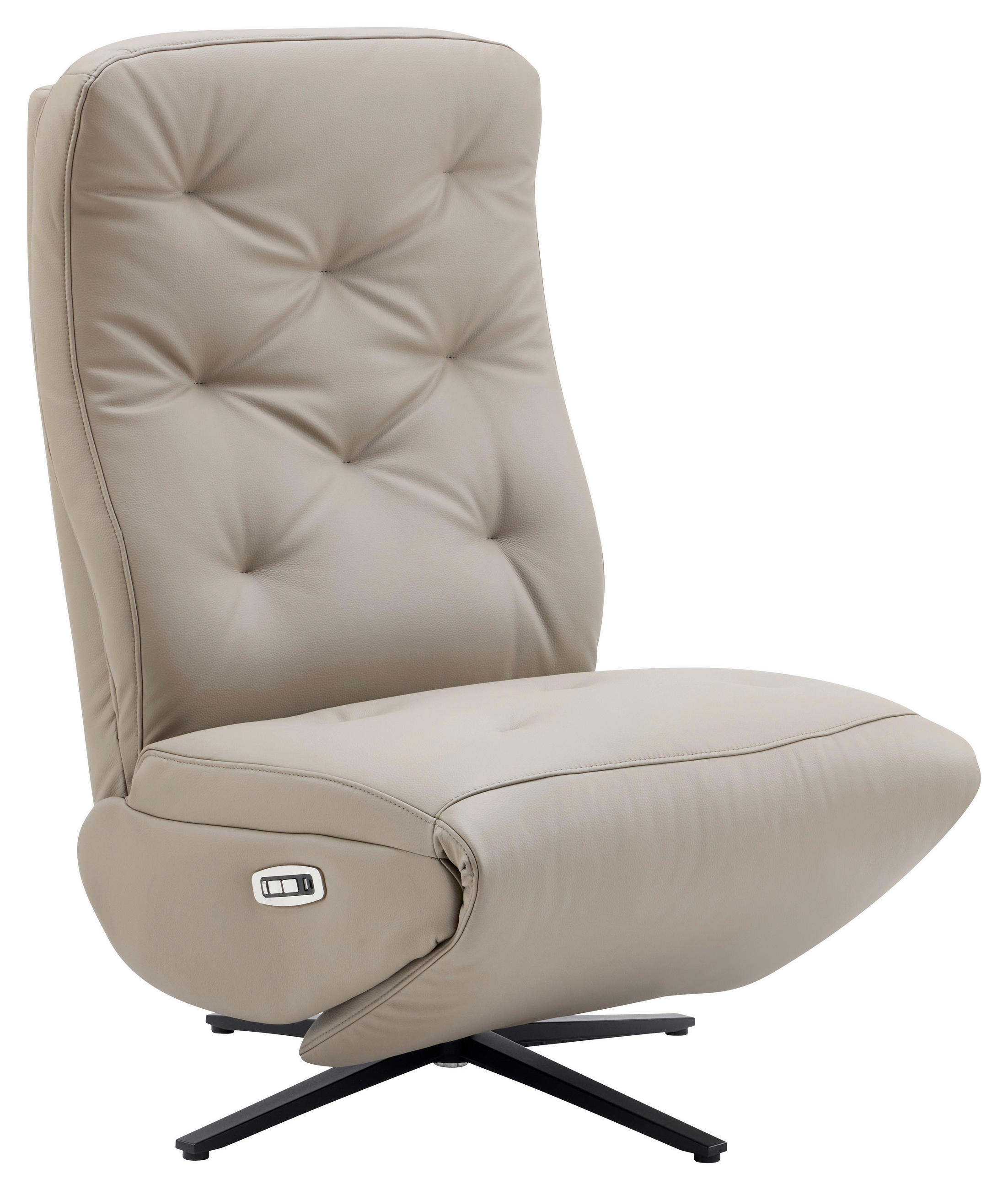 RELAXSESSEL Webstoff Relaxfunktion, Fußteilverstellung    - Taupe/Schwarz, Design, Textil/Metall (68/113/84cm) - Livetastic