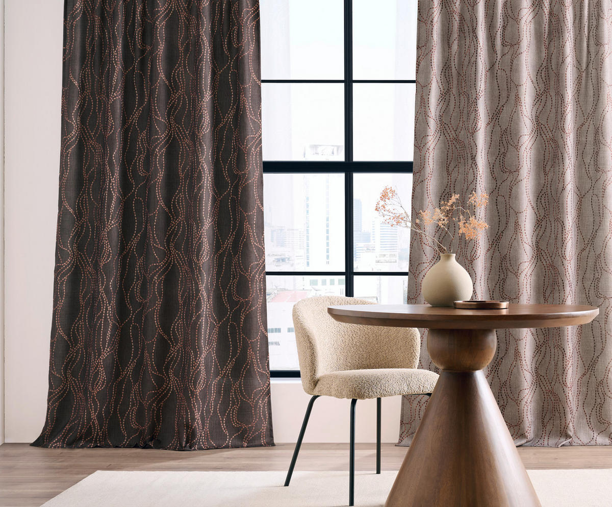GARDINLÄNGD ej transparent  - brun, Klassisk, textil (140/245cm) - Esposa