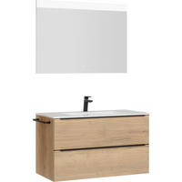 BADEZIMMER 3-teilig  in 101 cm  - Eichefarben/Schwarz, MODERN, Holzwerkstoff/Stein (101cm) - Nobilia