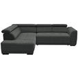 ECKSOFA in Chenille Dunkelgrau  205/284 cm  - Dunkelgrau/Schwarz, Design, Kunststoff/Textil (205/284cm) - Xora
