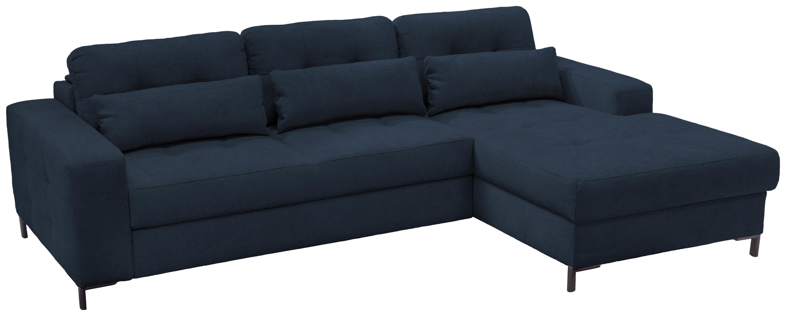 ECKSOFA in Struktur Dunkelblau  - Schwarz/Dunkelblau, Design, Textil/Metall (255/176cm) - Livetastic