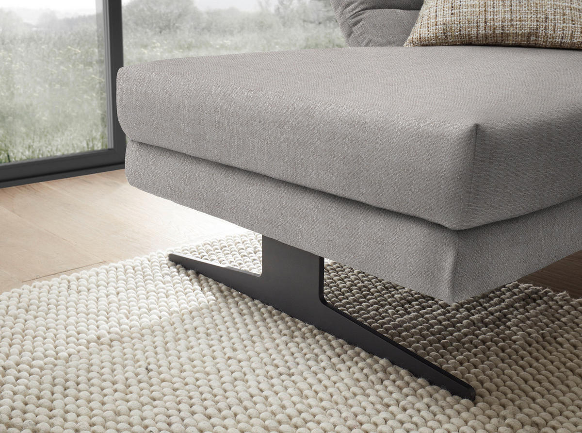 ECKSOFA Sandfarben Flachgewebe  - Sandfarben/Schwarz, Design, Textil/Metall (176-217/259-307cm) - Dieter Knoll