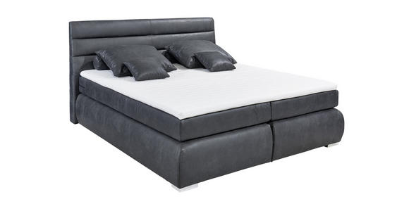 BOXSPRINGBETT 180/200 cm  in Anthrazit  - Anthrazit/Silberfarben, KONVENTIONELL, Holz/Kunststoff (180/200cm) - Esposa