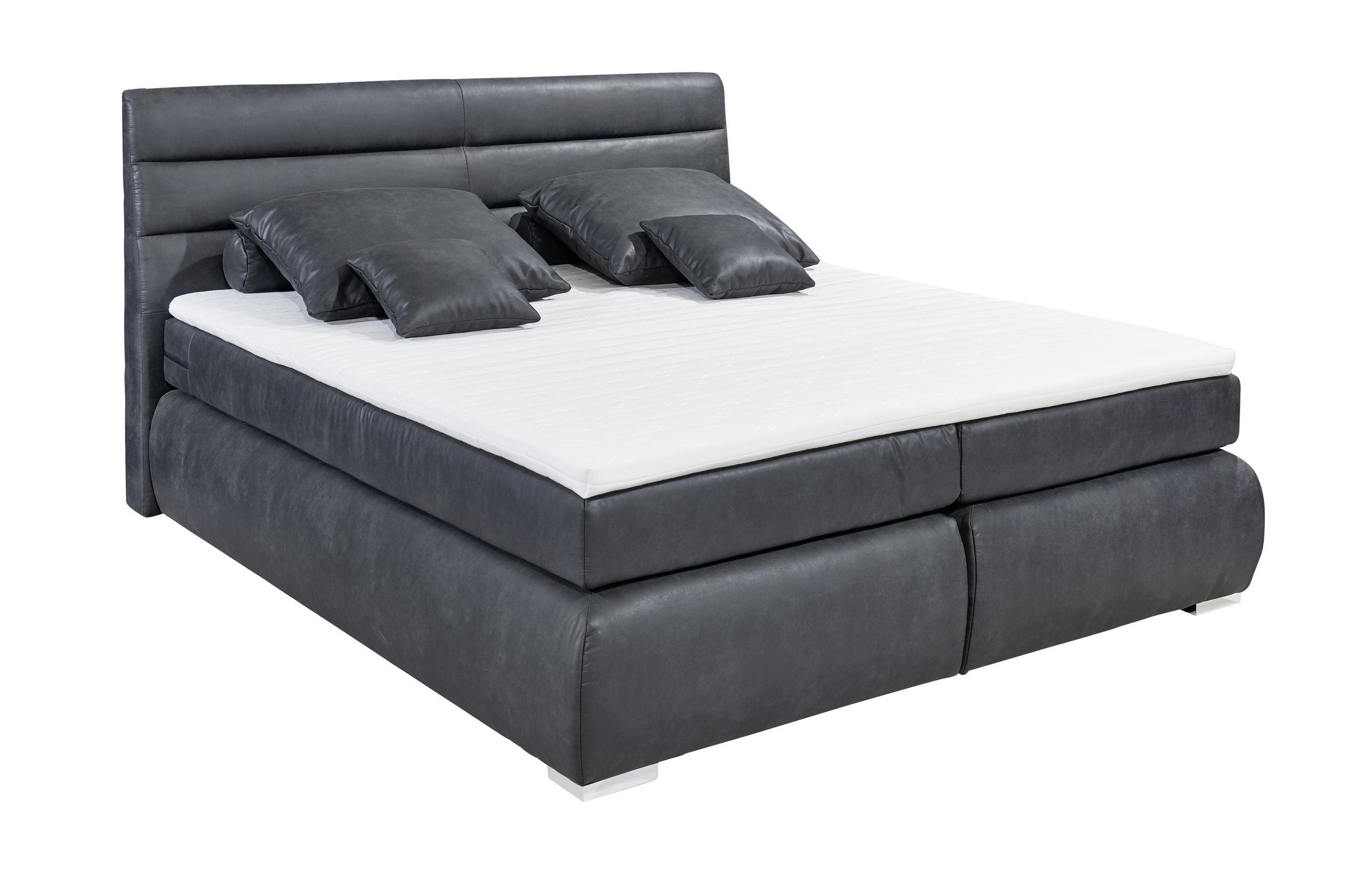 POSTELJA BOXSPRING 200 cm   x 180 cm  , les, tekstil, leseni material antracit  - srebrne barve/antracit, Konvencionalno, umetna masa/tekstil (180/200cm) - Esposa