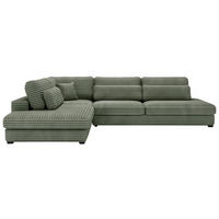 ECKSOFA Grün Cord, Plüsch  - Schwarz/Grün, Design, Kunststoff/Textil (244/332cm) - Livetastic