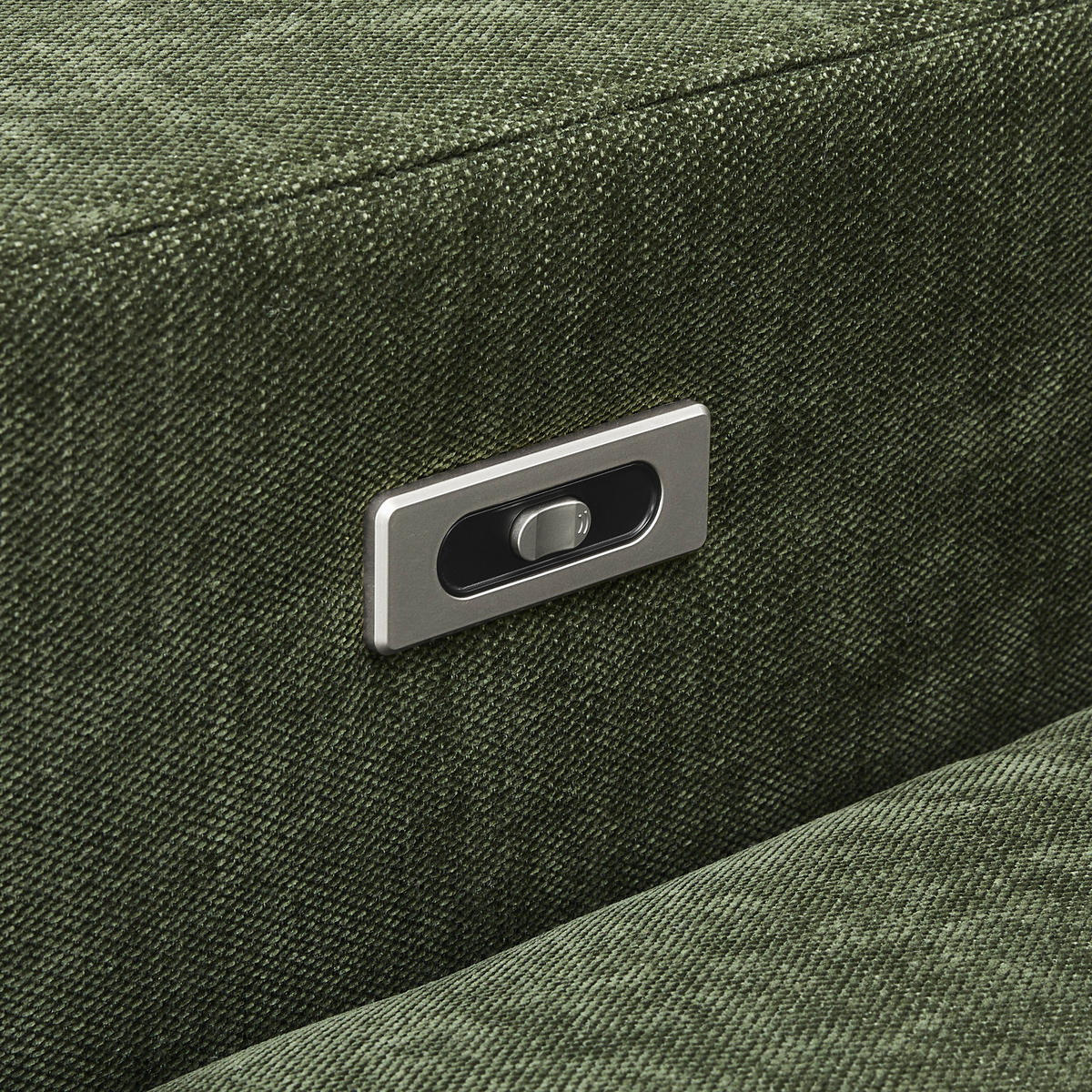 ECKSOFA Olivgrün Chenille  - Schwarz/Olivgrün, KONVENTIONELL, Textil/Metall (264/178cm) - Hom`in