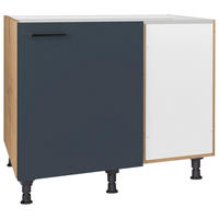 ECKUNTERSCHRANK 125/87/65 cm  - Blau/Eichefarben, MODERN, Holzwerkstoff/Metall (125/87/65cm) - Nobilia