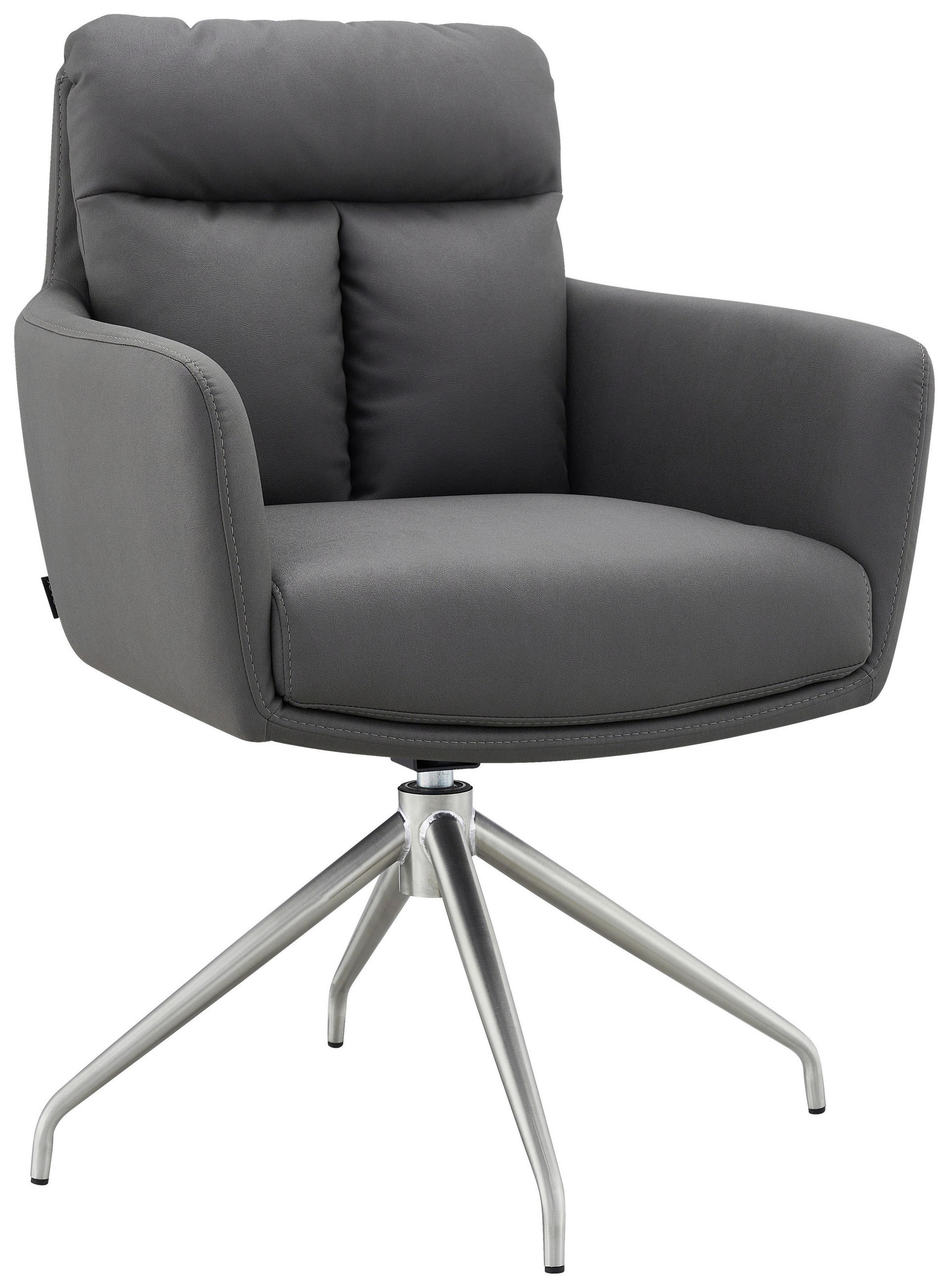 ARMLEHNSTUHL  Stoffauswahl, Sitzfläche 360° drehbar, Gestellauswahl, automatische Rückholfunktion Mikrofaser  Grau, Edelstahlfarben  - Edelstahlfarben/Grau, Design, Textil/Metall (62/89,5/65cm) - Novel