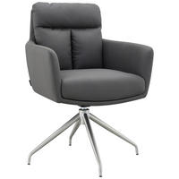 ARMLEHNSTUHL  Stoffauswahl, Sitzfläche 360° drehbar, Gestellauswahl, automatische Rückholfunktion Mikrofaser  Grau, Edelstahlfarben  - Edelstahlfarben/Grau, Design, Textil/Metall (62/89,5/65cm) - Novel