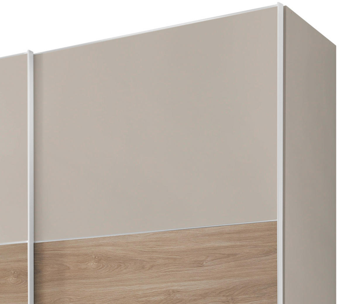 SCHWEBETÜRENSCHRANK  in Sandfarben, Eiche San Remo  - Sandfarben/Alufarben, MODERN, Glas/Holzwerkstoff (188/222/68cm) - MID.YOU