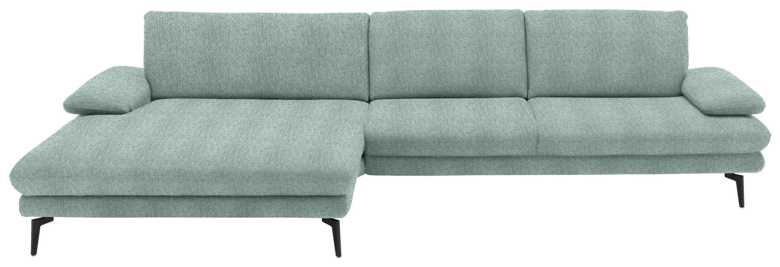 ECKSOFA in Chenille Mintgrün  - Schwarz/Mintgrün, Design, Textil/Metall (180/310cm) - Dieter Knoll