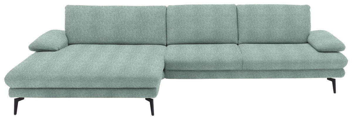 ECKSOFA in Chenille Mintgrün  - Schwarz/Mintgrün, Design, Textil/Metall (180/310cm) - Dieter Knoll