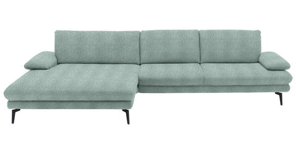 ECKSOFA  in Chenille Mintgrün  180/310 cm  - Schwarz/Mintgrün, Design, Textil/Metall (180/310cm) - Dieter Knoll