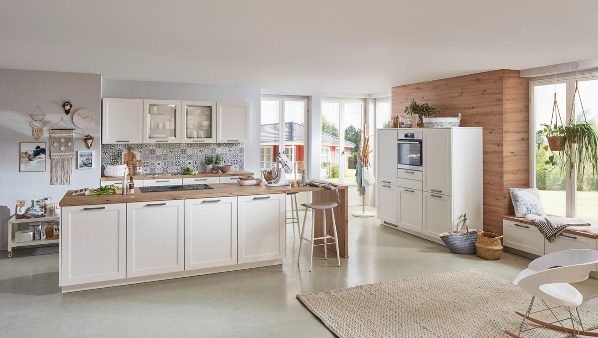 EINBAUKÜCHE CASPER  - Weiß, ROMANTIK / LANDHAUS, Holzwerkstoff - Celina