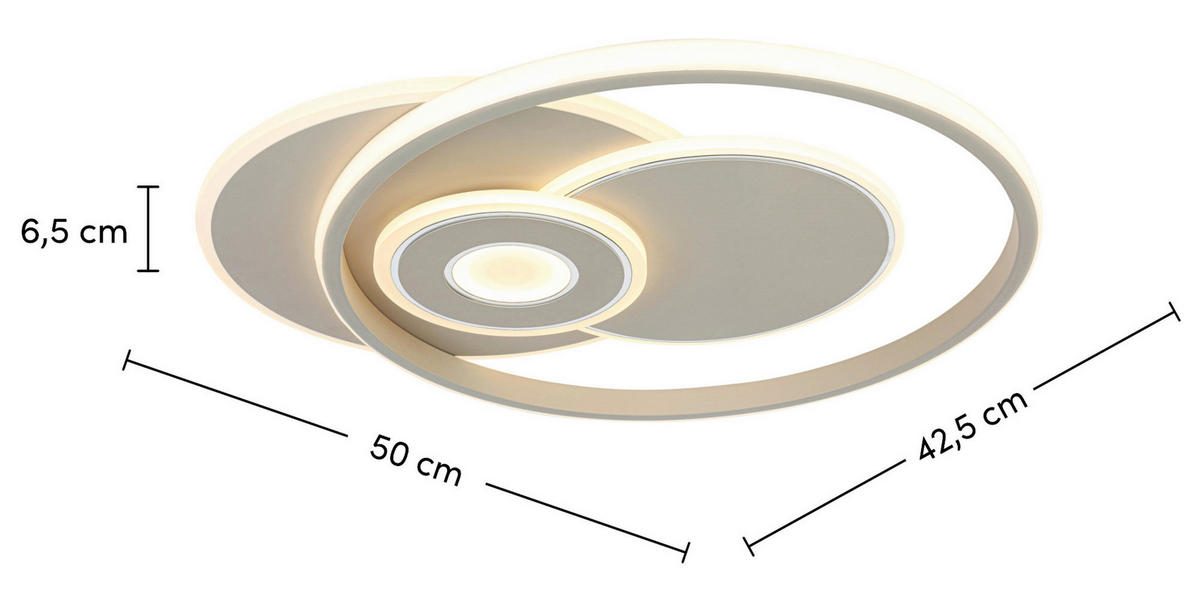 DECKENLEUCHTE 50/42,5/6,5 cm   - Sandfarben/Weiß, Trend, Kunststoff/Metall (50/42,5/6,5cm) - Novel