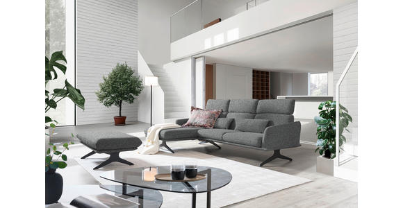 ECKSOFA in Flachgewebe Grau  152/259 cm  - Schwarz/Grau, Design, Textil/Metall (152/259cm) - Dieter Knoll
