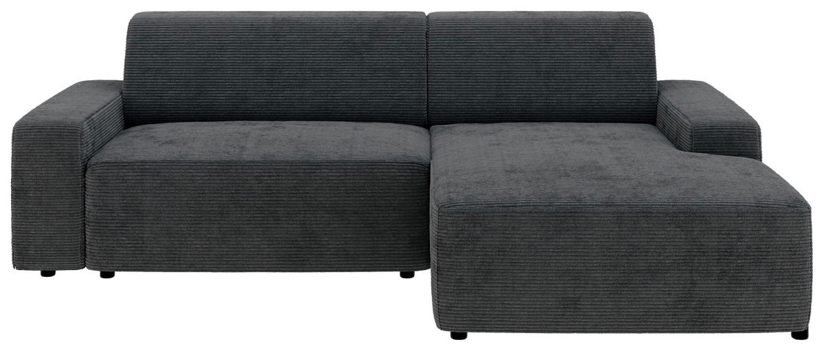 ECKSOFA in Cord Dunkelgrau  - Dunkelgrau/Schwarz, Modern, Kunststoff/Textil (246/162cm) - Trendmanufaktur