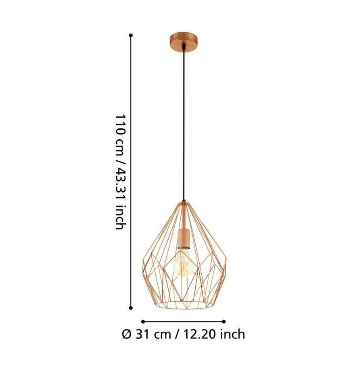 Lustră 31/110 cm  - arămiu, Lifestyle, metal (31/110cm)