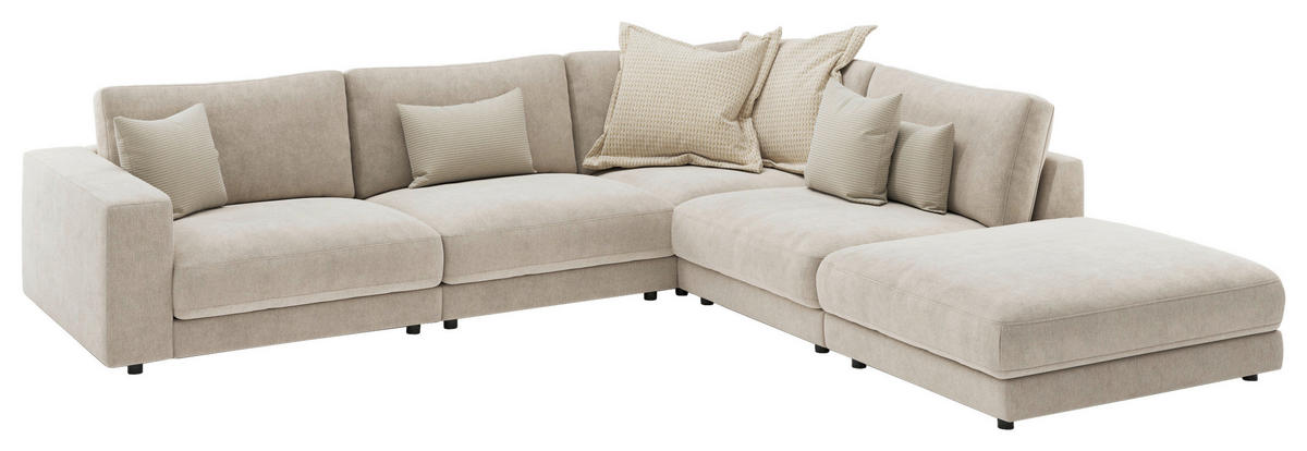 ECKSOFA Naturfarben Chenille  - Schwarz/Naturfarben, Design, Kunststoff/Textil (313/240cm) - Pure Home Lifestyle