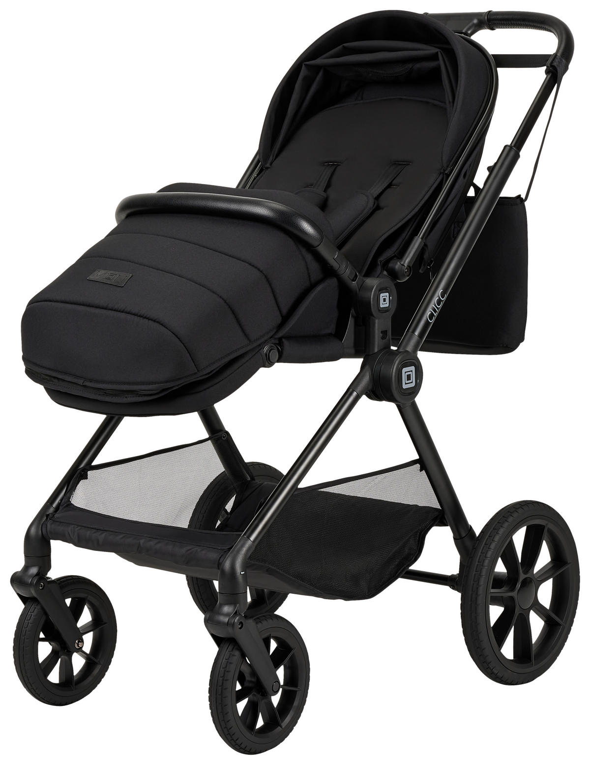 KINDERWAGENSET CLICC  - Schwarz, Basics, Textil/Metall (61/114/84cm) - Moon