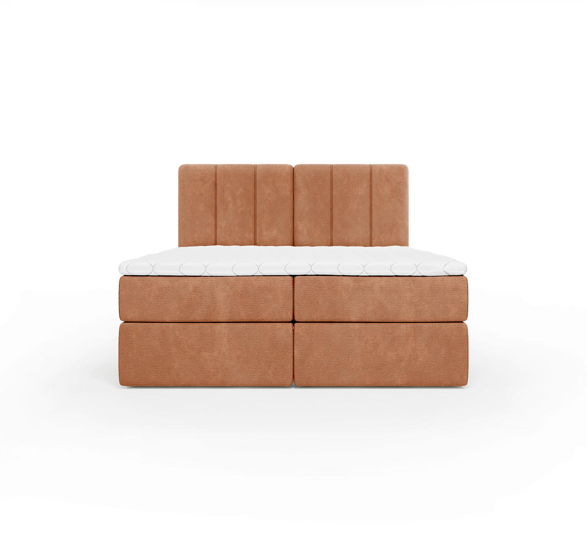BOXBETT 160/200 cm,  in Rotbraun, gepolstertes Kopfteil, Bettkasten, Topper, Matratze, H3 = fest  - Rotbraun/Schwarz, Design, Holzwerkstoff/Kunststoff (160/200cm) - Esposa