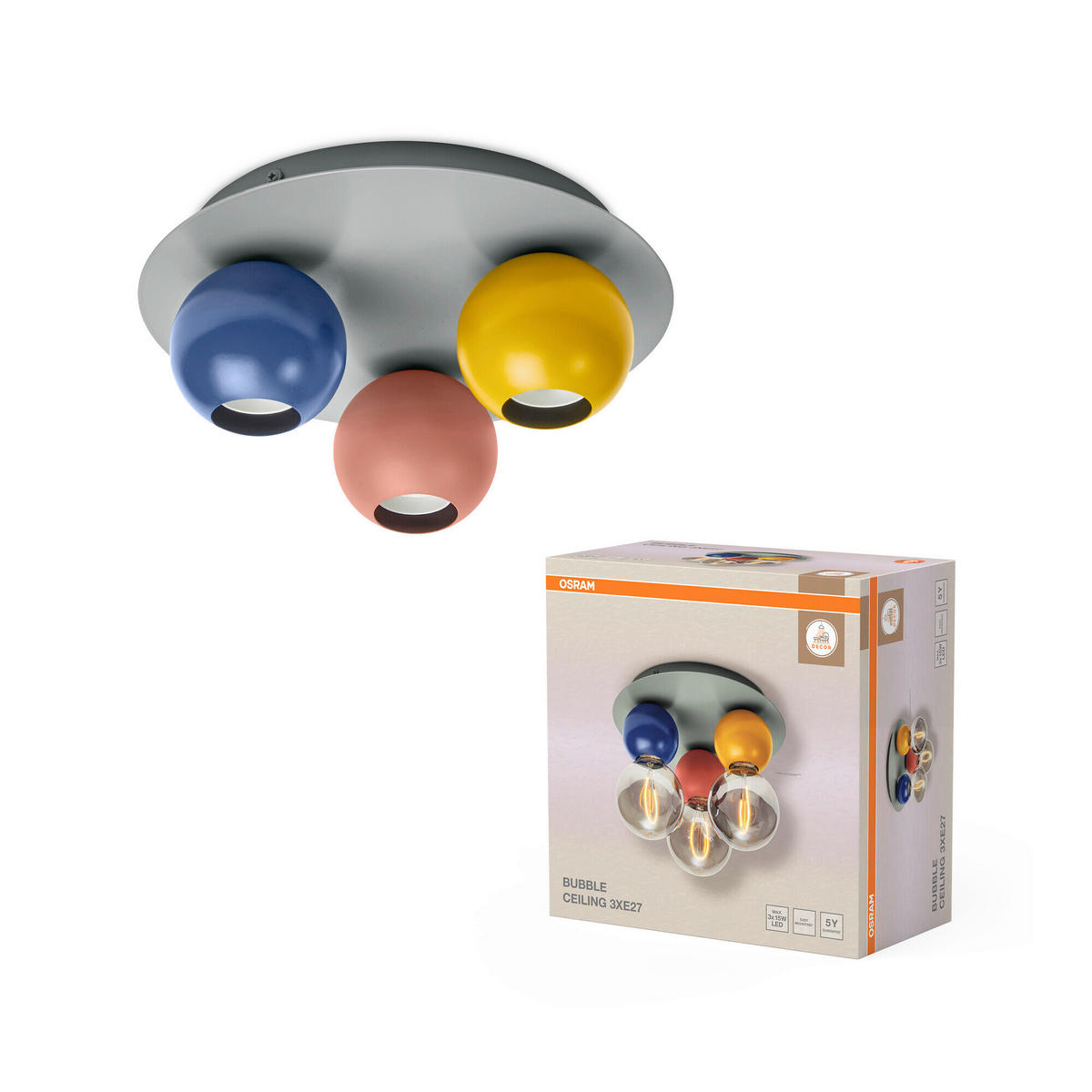 DECKENLEUCHTE  25/10.3 cm    - Design, Metall (25/10.3cm) - Osram