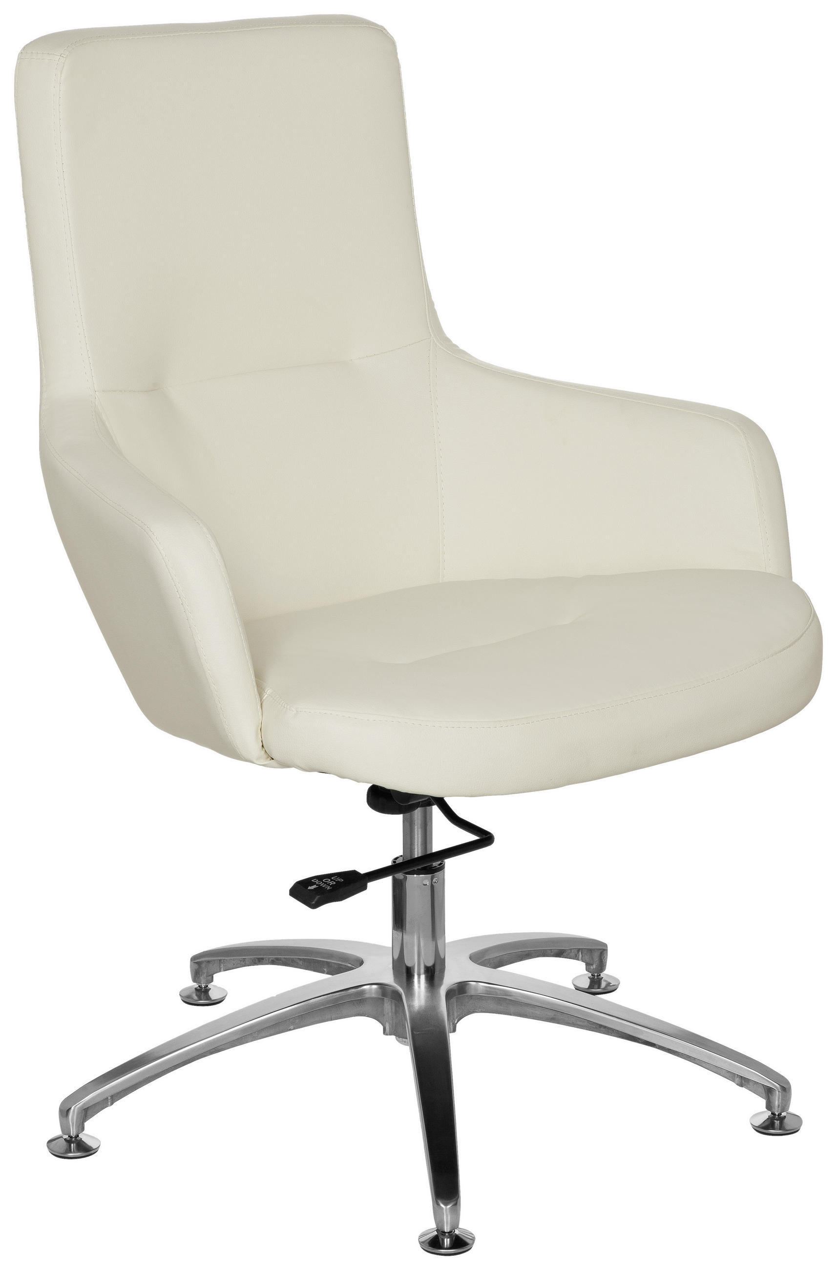 BESUCHERSTUHL  in Lederlook Creme  - Chromfarben/Creme, MODERN, Textil/Metall (60/108/48cm) - MID.YOU