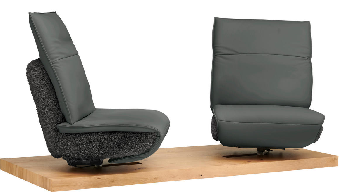 2-SITZER-SOFA Hochflor Echtleder Anthrazit, Grau  - Anthrazit/Schwarz, Design, Leder/Holz (240/65/104cm) - Koinor