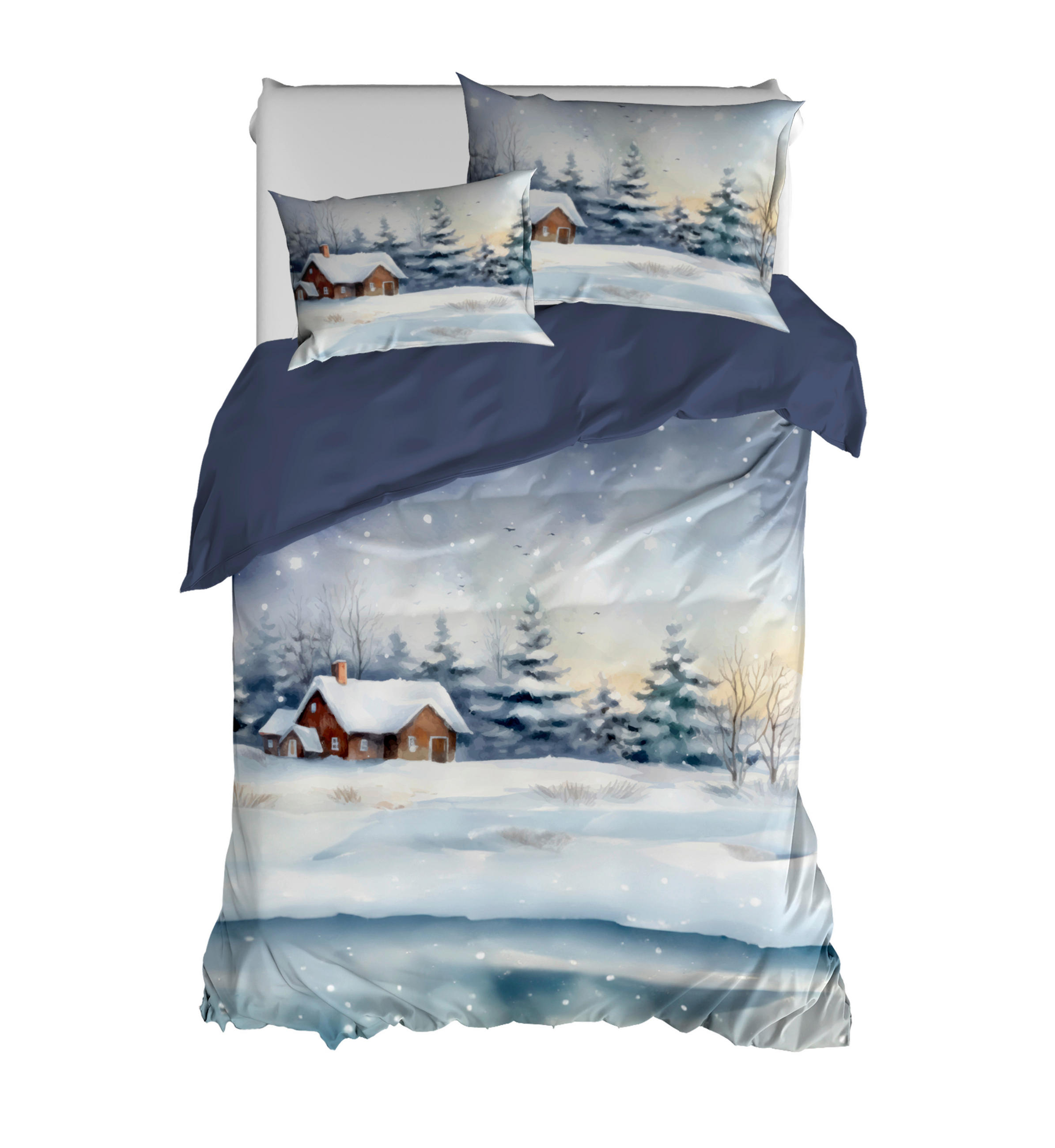 ÁGYNEMŰHUZAT-GARNITÚRA  - kék/fehér, Basics, textil (140/200cm)