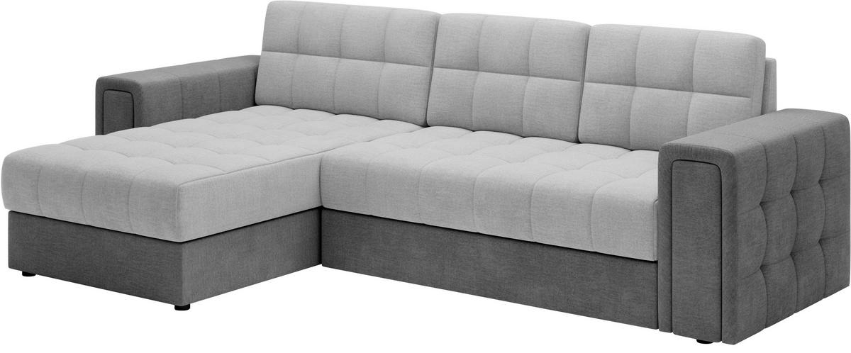 ECKSOFA Samt Hellgrau, Dunkelgrau  - Dunkelgrau/Hellgrau, Design, Kunststoff/Textil (260/150cm) - MID.YOU