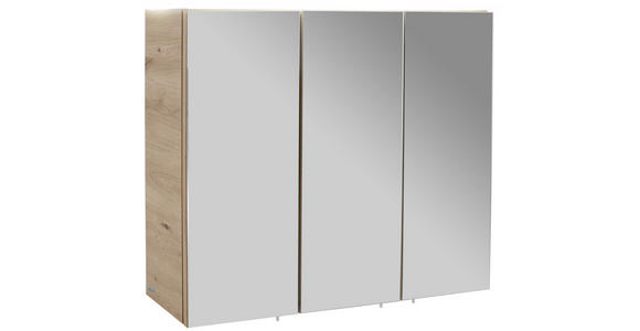 Spiegelschrank mit Soft-Close + Led Avensis B : 75cm - Klar/Eichefarben, MODERN, Glas/Holzwerkstoff (75/73/20,5cm) - Luca Bessoni