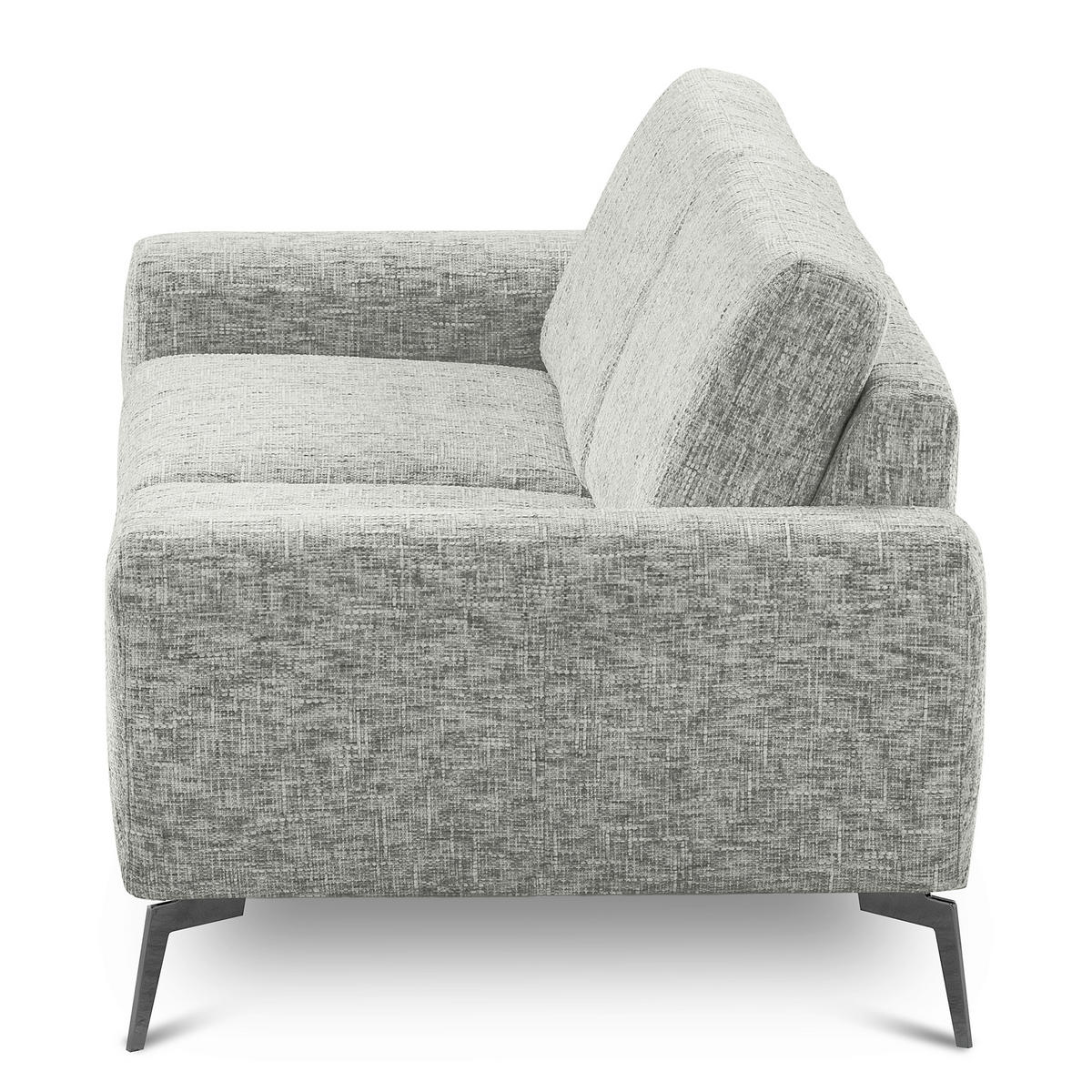 3-SITZER-SOFA Webstoff Grau  - Schwarz/Grau, Design, Textil/Metall (187/85/92cm) - Livetastic