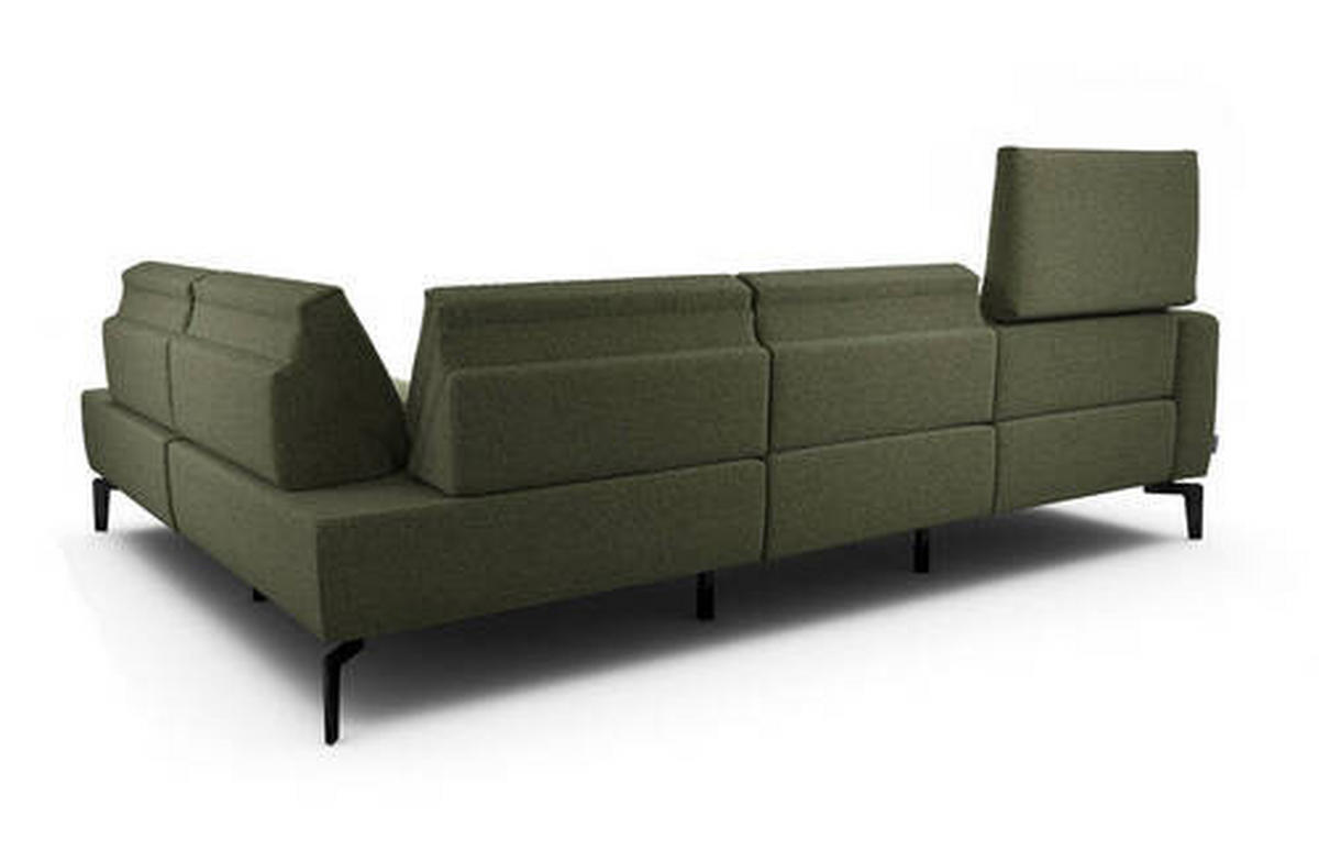 ECKSOFA Cosy in Samt Waldgrün  256/193 cm  - Waldgrün/Schwarz, Design, Textil/Metall (256/193cm) - SENSOO