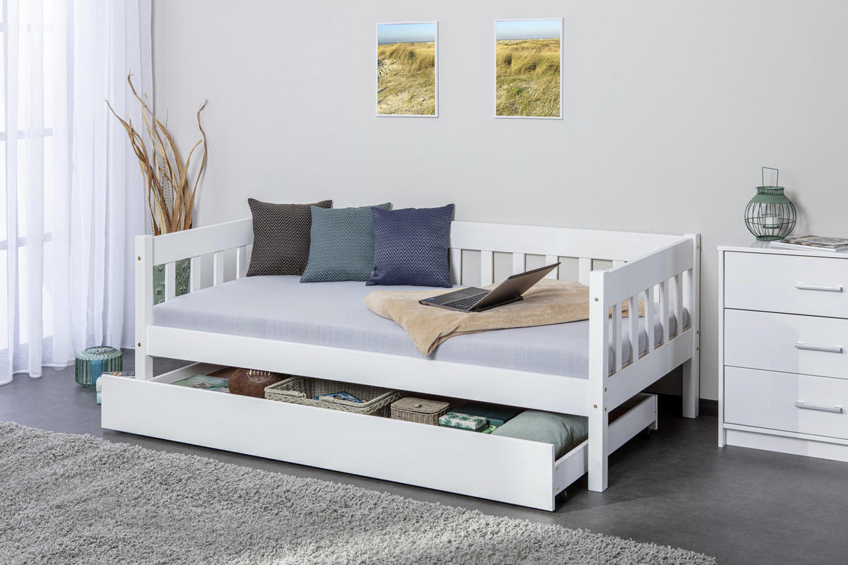 POSTEĽ, 90/200 cm biela - biela, Konventionell, drevo (90/200cm) - Carryhome