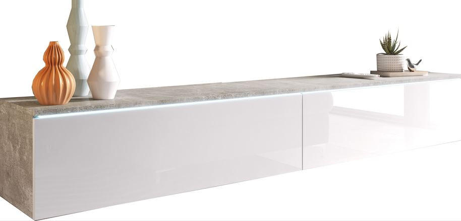 LOWBOARD Vera  in 180/30/33 cm  - Weiss Hochglanz/Grau, Lifestyle, Holzwerkstoff/Kunststoff (180/30/33cm) - P & B