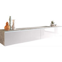 LOWBOARD Vera  in 180/30/33 cm  - Weiss Hochglanz/Grau, Lifestyle, Holzwerkstoff/Kunststoff (180/30/33cm) - P & B