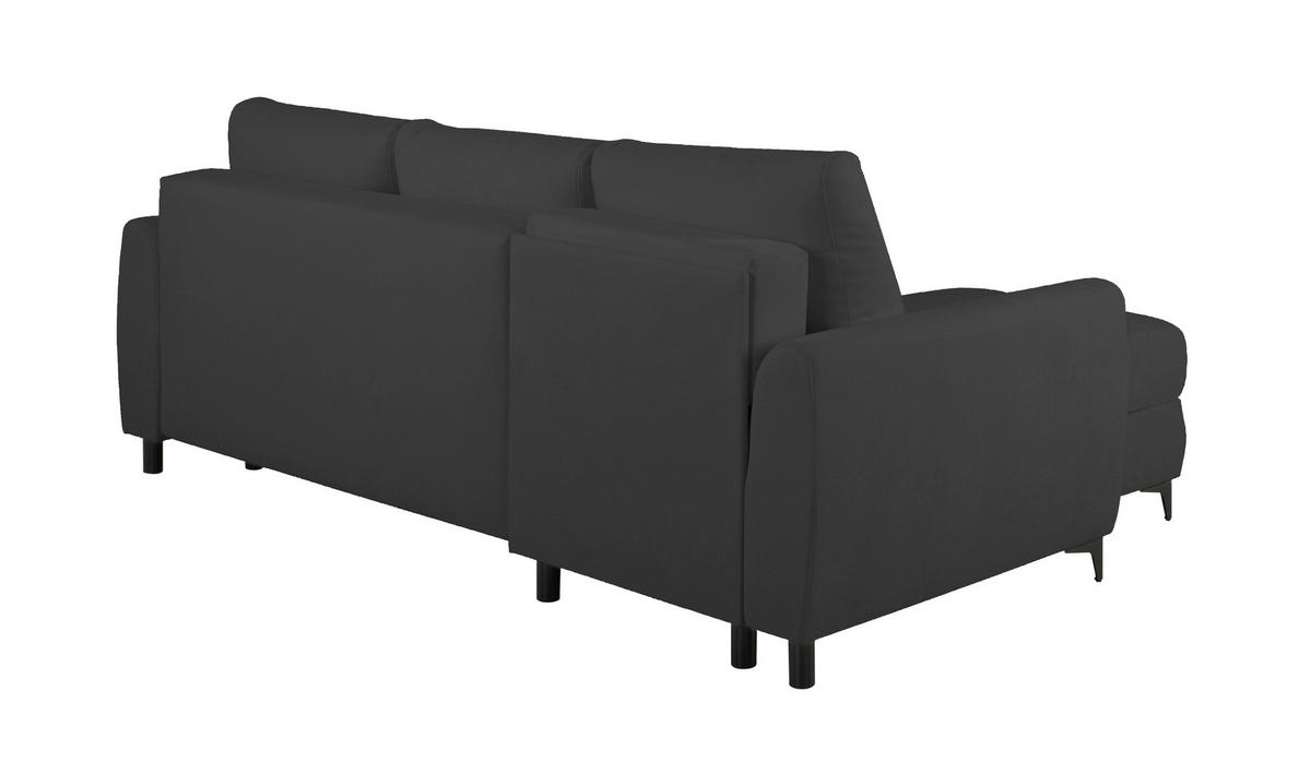 ECKSOFA Moli Anthrazit  - Anthrazit/Schwarz, Design, Textil/Metall (236/148cm) - MID.YOU