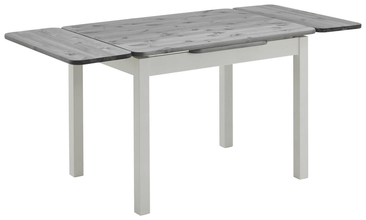 ESSTISCH Grau, Weiß rechteckig  ausziehbar, in verschiedenen Größen erhältlich  - Weiß/Grau, ROMANTIK / LANDHAUS, Holz (104-154/77/74cm) - Boxxx