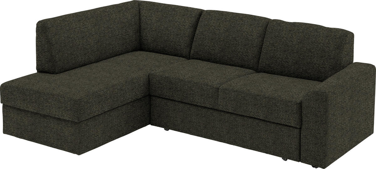 ECKSOFA in Webstoff Dunkelgrün  165/224 cm  - Dunkelgrün/Schwarz, KONVENTIONELL, Kunststoff/Textil (165/224cm) - Xora