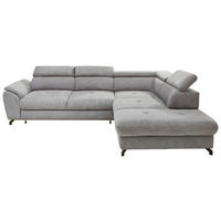 ECKSOFA in Webstoff Grau  277/237 cm  - Schwarz/Grau, Design, Textil/Metall (277/237cm) - Stylife