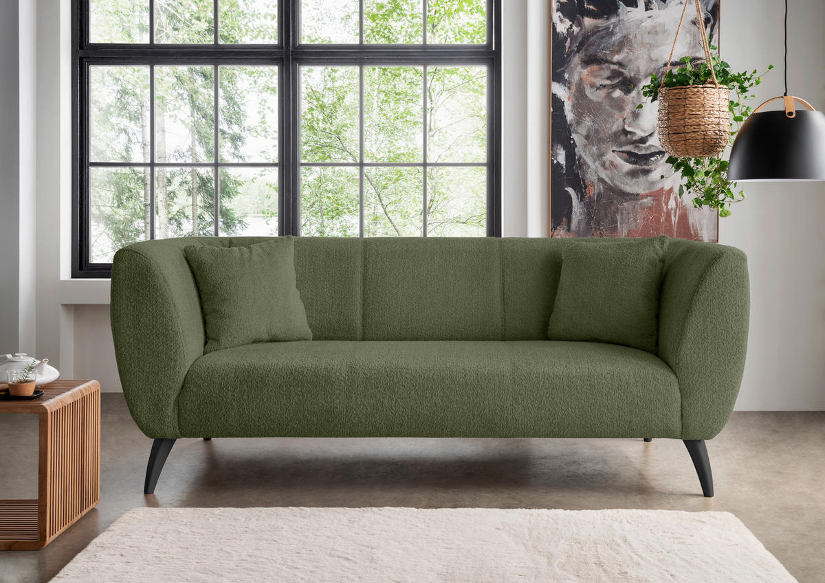 3-SITZER-SOFA in Bouclé Grün  - Schwarz/Grün, Modern, Holz/Textil (208/83/88cm) - MID.YOU