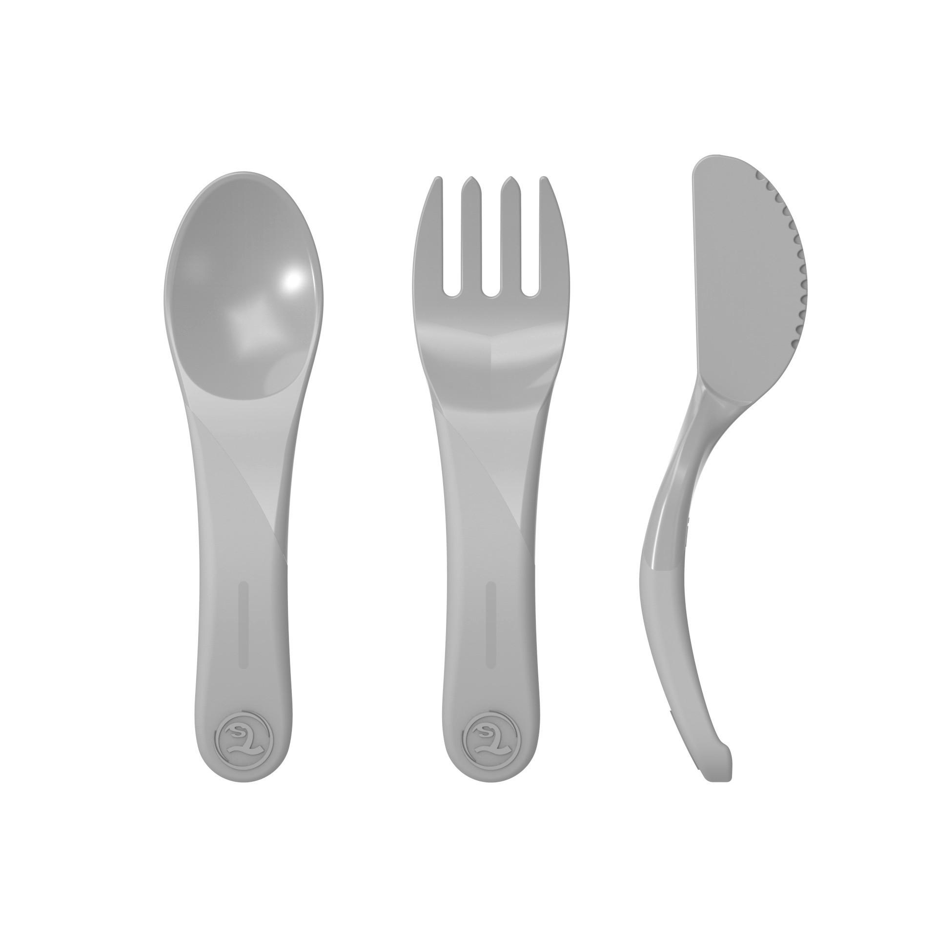 KINDERBESTECK 3-teilig  - Grau, Basics, Kunststoff (20,7cm) - Twistshake