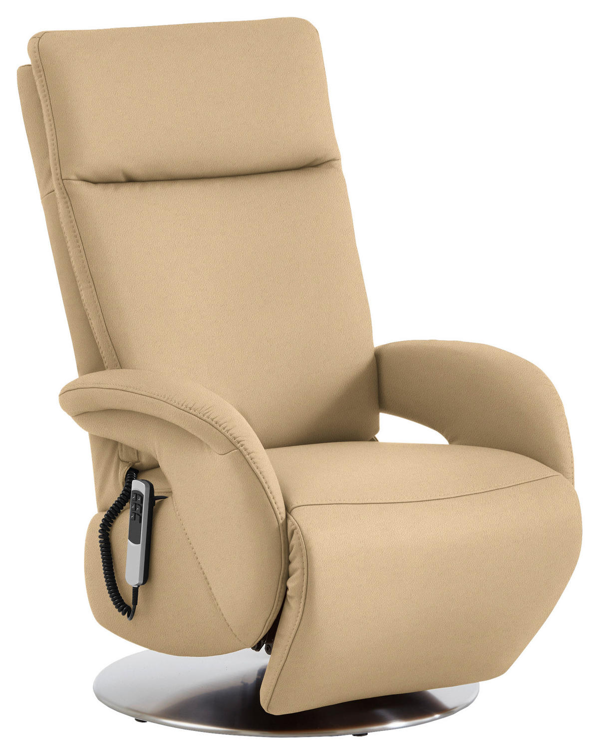 RELAXSESSEL Leder Beige  - Edelstahlfarben/Beige, Design, Leder/Metall (70/108/80cm) - Cantus