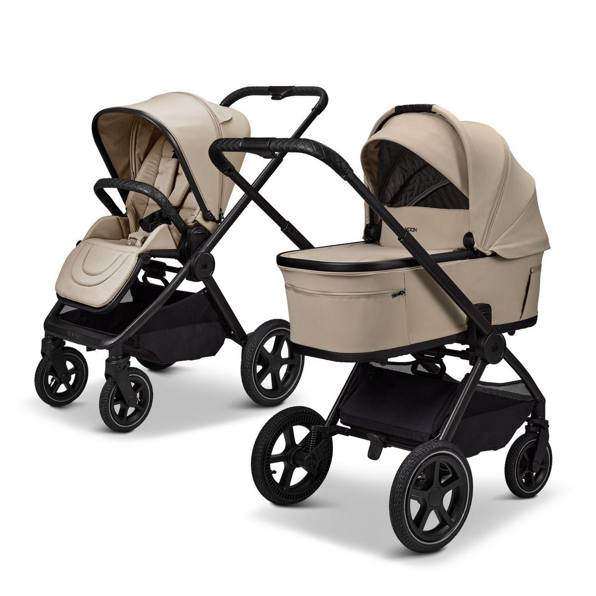 KINDERWAGENSET  GIO FOLD SET AIR  sand  - Sandfarben/Schwarz, Basics, Textil/Metall (120/58/92cm) - Moon Edition