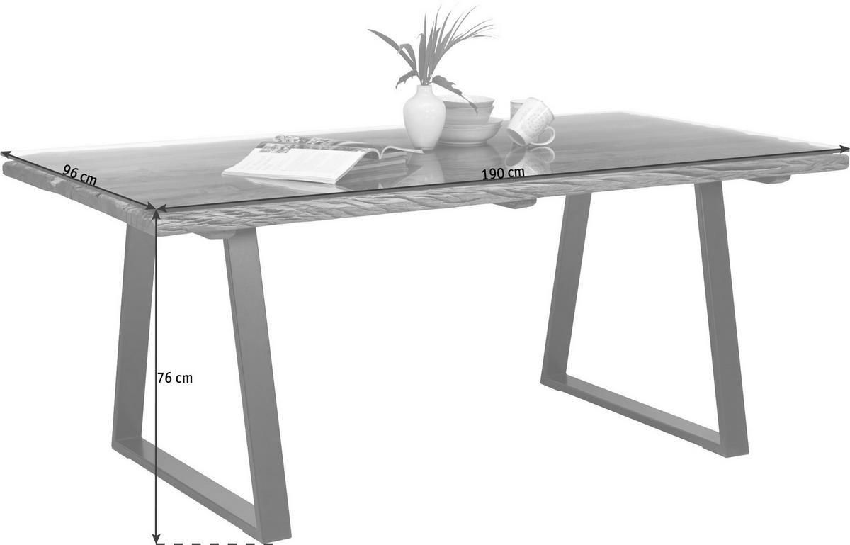JEDÁLENSKÝ STÔL, prírodná farba, čierna, 190/95/76 cm - čierna/prírodná farba, Trend, kov/drevo (190/95/76cm) - Ambia Home