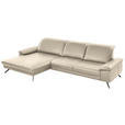 ECKSOFA  in Echtleder Creme  193/328 cm  - Creme/Schwarz, Design, Leder/Metall (193/328cm) - Dieter Knoll