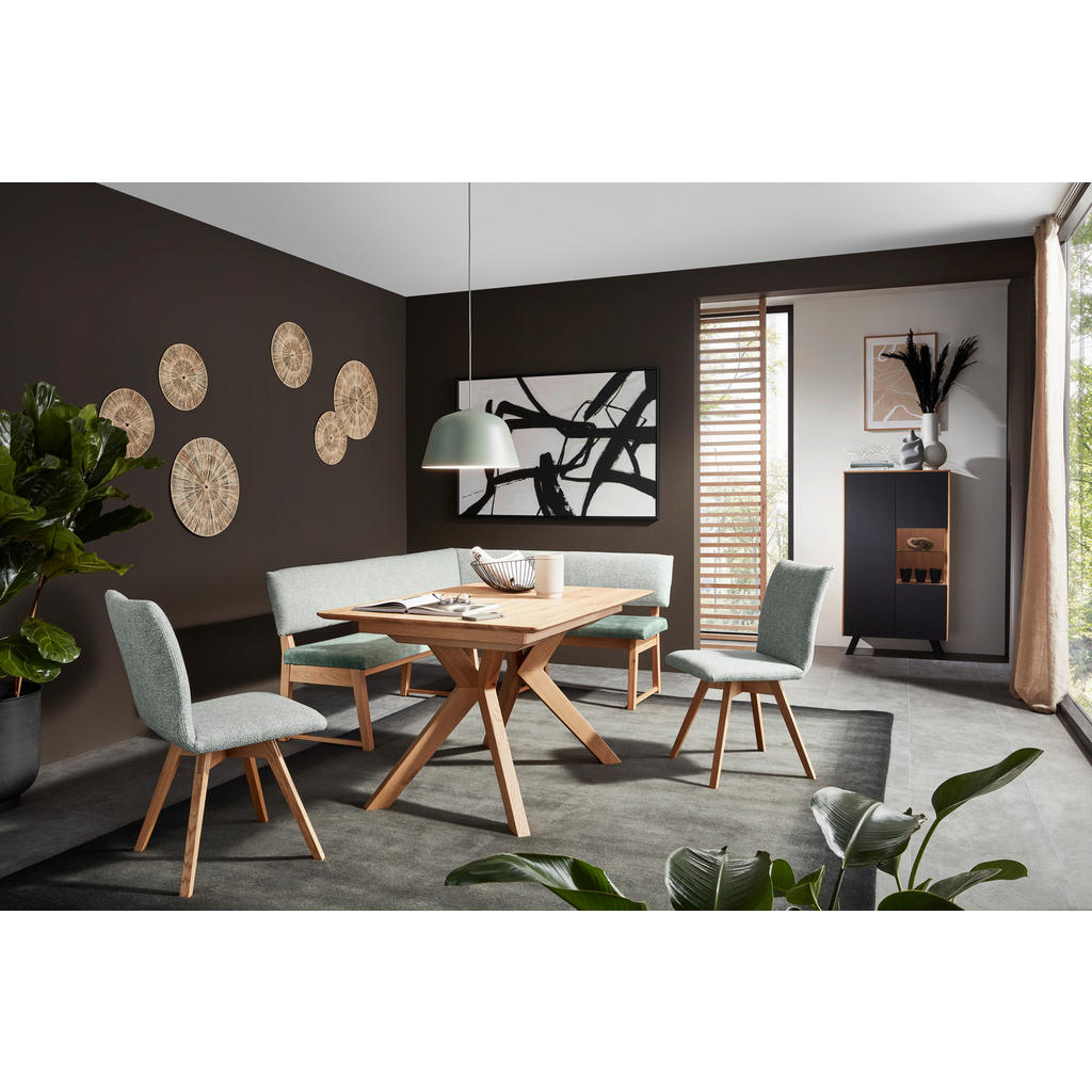 Thumbnail - Valnatura Eckbank, Mintgrün, Wildeiche, Holz, Textil, Wildeiche, massiv, 4-5-Sitzer, L-Form, 190x150 cm, Stoffauswahl, F...