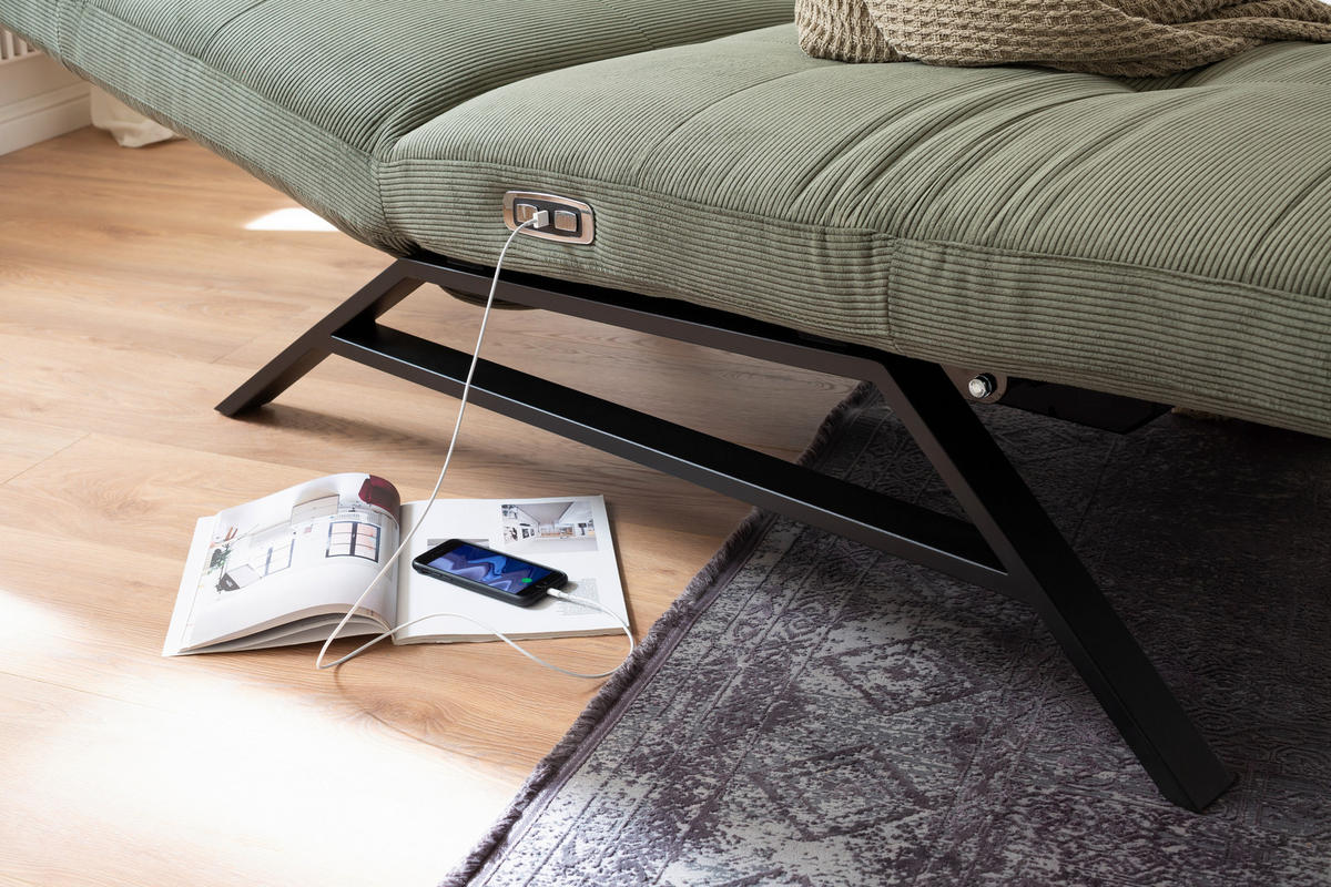 RELAXLIEGE in Cord Weiß  - Schwarz/Weiß, Design, Textil/Metall (80/54-113/158-198cm) - Pure Home Lifestyle