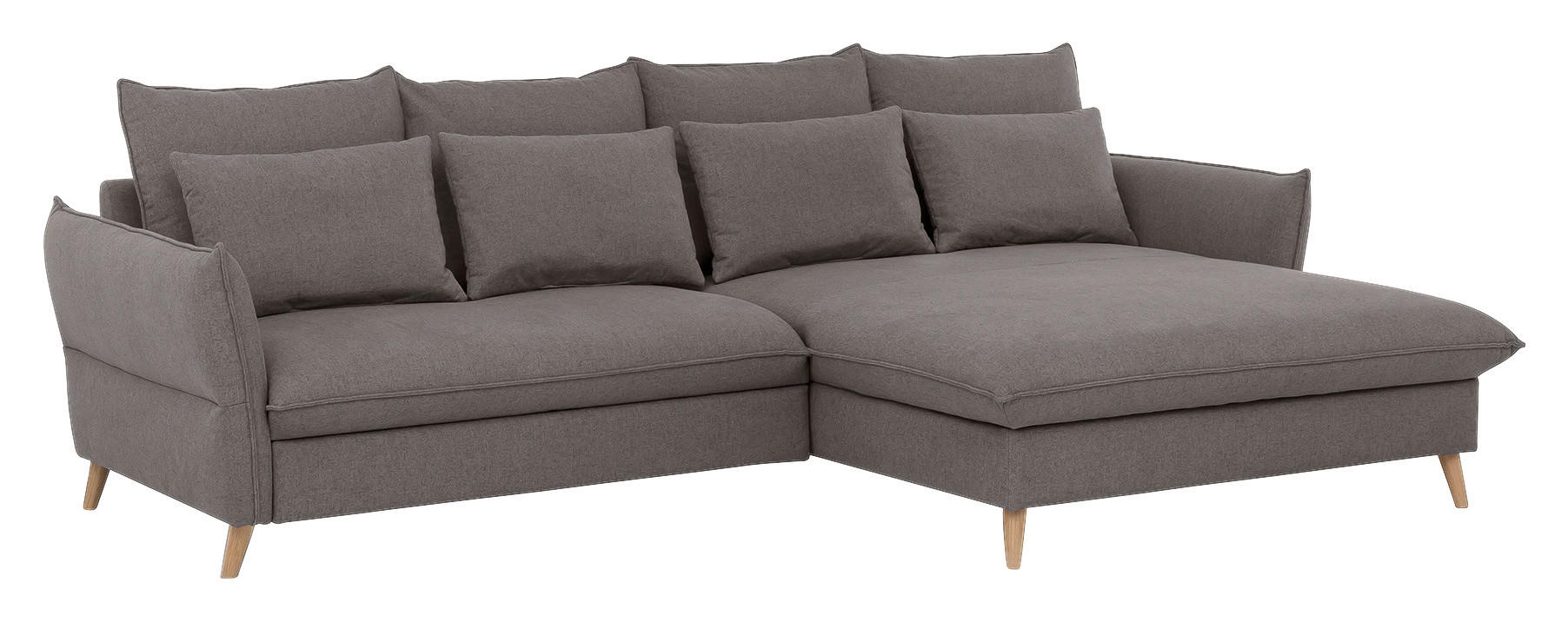 ECKSCHLAFSOFA Flachgewebe Hellbraun  - Hellbraun/Buchefarben, Design, Holz/Textil (274/170cm) - Livetastic